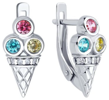 Серьги Diamant 94-120-02255-1_s вес 2.68 г серебро, фианит купить,10099