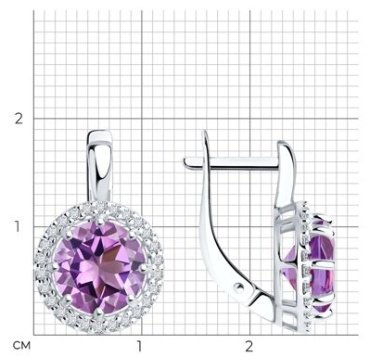 Серьги Diamant 94-320-02052-3 вес 3.55 г серебро, аметист, фианит купить,28802