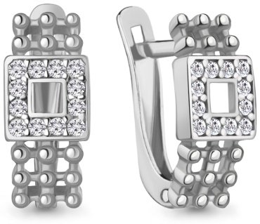 Серьги AQUAMARINE 400273А.5 вес 2 г серебро, фианит купить,28523