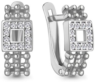 Серьги AQUAMARINE 400273А.5 вес 2 г серебро, фианит купить,28523