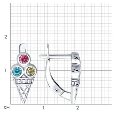 Серьги Diamant 94-120-02255-1_s вес 2.68 г серебро, фианит купить,10099