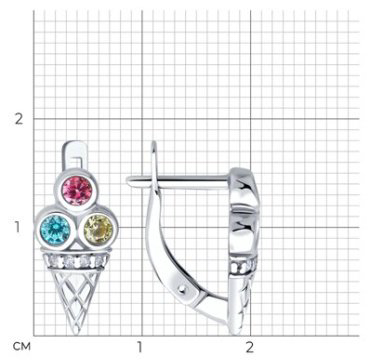 Серьги Diamant 94-120-02255-1_s вес 2.68 г серебро, фианит купить,10099