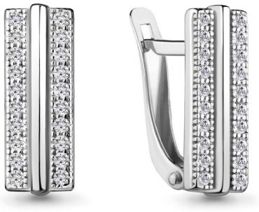 Серьги AQUAMARINE 48451А вес 2.4 г серебро, фианит купить,24029
