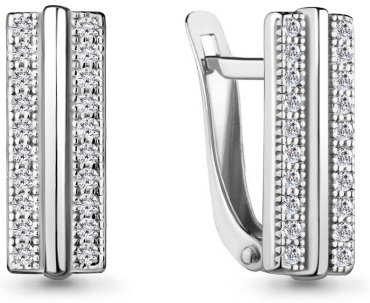 Серьги AQUAMARINE 48451А вес 2.4 г серебро, фианит купить,24029