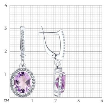 Серьги Diamant 94-321-01999-2 вес 3.52 г серебро, фианит купить,27788