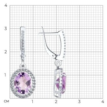 Серьги Diamant 94-321-01999-2 вес 3.52 г серебро, фианит купить,27788