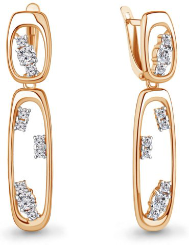 Серьги AQUAMARINE 49803А вес 5.12 г серебро, фианит купить,56430