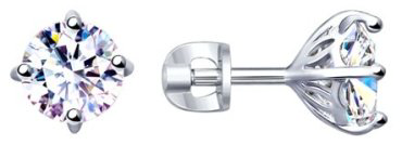 Пусеты SOKOLOV 94022997 вес 2.4 г серебро, фианит купить,12466