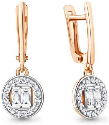 Серьги AQUAMARINE 49871А вес 3.38 г серебро, фианит купить,47196