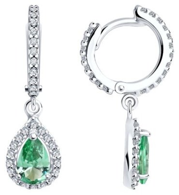Серьги SOKOLOV 92022811 вес 3.58 г серебро, фианит, ситалл купить,30000
