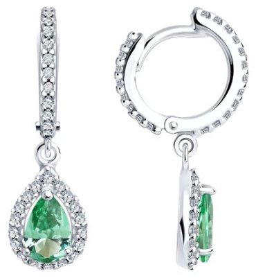 Серьги SOKOLOV 92022811 вес 3.58 г серебро, фианит, ситалл купить,30000