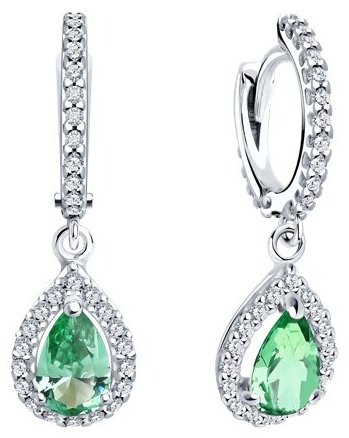 Серьги SOKOLOV 92022811 вес 3.58 г серебро, фианит, ситалл купить,30000