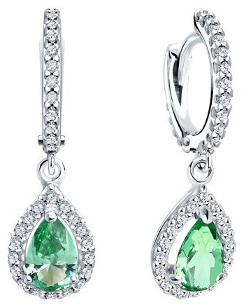 Серьги SOKOLOV 92022811 вес 3.58 г серебро, фианит, ситалл купить,30000