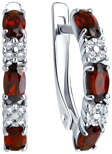 Серьги SOKOLOV 92021431 вес 2.83 г серебро, гранат, фианит купить,25518