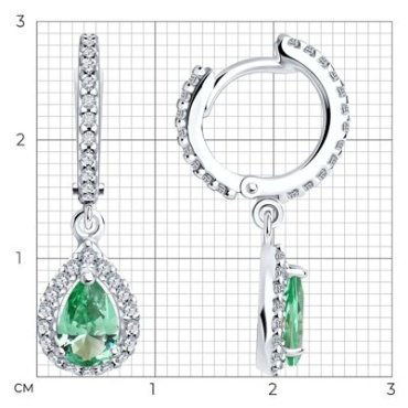 Серьги SOKOLOV 92022811 вес 3.58 г серебро, фианит, ситалл купить,30000