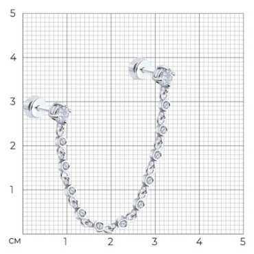 Пусеты SOKOLOV 94170365 вес 2.73 г серебро, фианит купить,23598