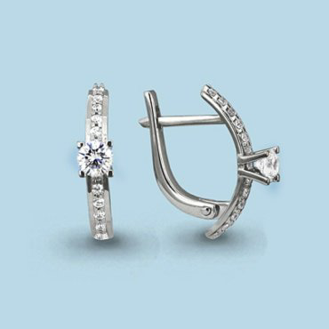 Серьги AQUAMARINE 44110А вес 2.1 г серебро, фианит купить,20638
