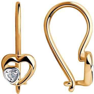 Серьги Diamant 51-120-00712-1 вес 0.85 г золото, фианит купить,74350