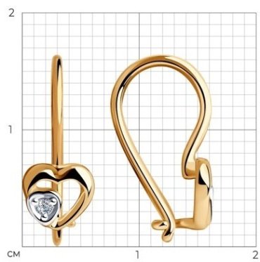 Серьги Diamant 51-120-00712-1 вес 0.85 г золото, фианит купить,74350