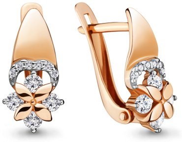 Серьги AQUAMARINE 46639А вес 2.16 г серебро, фианит купить,20638