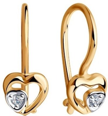 Серьги Diamant 51-120-00712-1 вес 0.85 г золото, фианит купить,74350