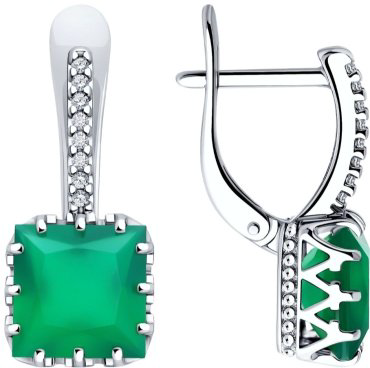 Серьги SOKOLOV 92022919 вес 3.95 г серебро, агат, фианит купить,NaN