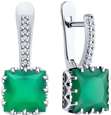 Серьги SOKOLOV 92022919 вес 3.95 г серебро, агат, фианит купить,NaN