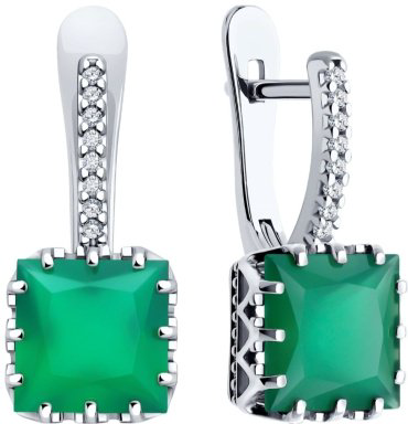 Серьги SOKOLOV 92022919 вес 3.95 г серебро, агат, фианит купить,NaN