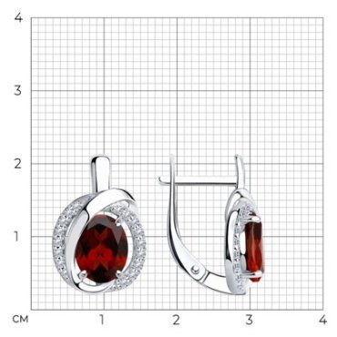 Серьги SOKOLOV 92022267 вес 4.29 г серебро, гранат, фианит купить,40014