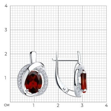 Серьги SOKOLOV 92022267 вес 4.29 г серебро, гранат, фианит купить,40014