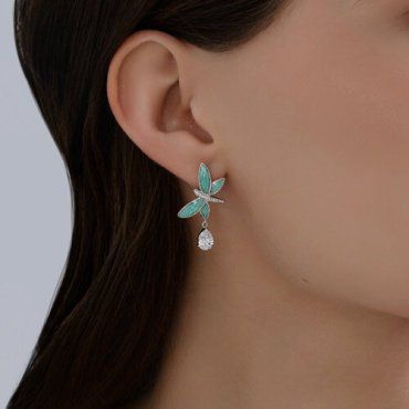 Серьги Diamant 94-121-02244-1_s вес 4.6 г серебро, фианит, эмаль купить,24089