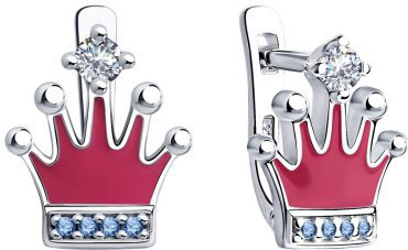 Серьги SOKOLOV 94023545 вес 2.65 г серебро, эмаль, фианит купить,21497