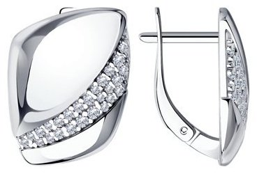 Серьги Diamant 94-120-00676-1 вес 5.75 г серебро, фианит купить,43540