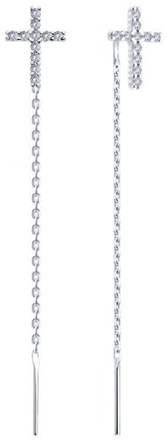Серьги-цепочки SOKOLOV 94026504 вес 1.58 г серебро, фианит купить,NaN