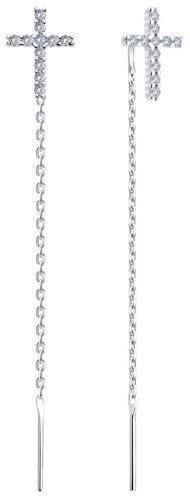 Серьги-цепочки SOKOLOV 94026504 вес 1.58 г серебро, фианит купить,NaN