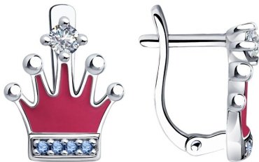 Серьги SOKOLOV 94023545 вес 2.65 г серебро, эмаль, фианит купить,21497