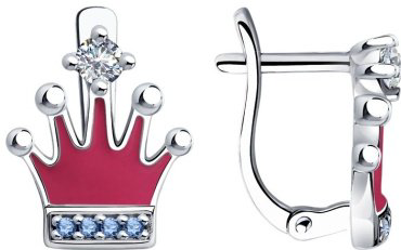 Серьги SOKOLOV 94023545 вес 2.65 г серебро, эмаль, фианит купить,21497