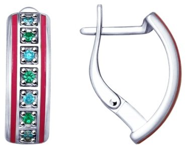 Серьги SOKOLOV 94022883 вес 3.39 г серебро, фианит, эмаль купить,28600