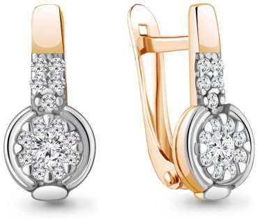 Серьги AQUAMARINE 49433А вес 2.42 г серебро, фианит купить,24241