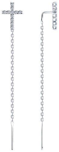 Серьги-цепочки SOKOLOV 94026504 вес 1.58 г серебро, фианит купить,NaN