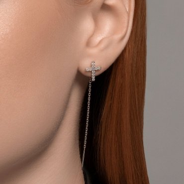 Серьги-цепочки SOKOLOV 94026504 вес 1.58 г серебро, фианит купить,NaN