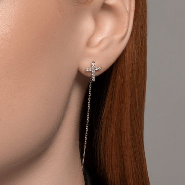 Серьги-цепочки SOKOLOV 94026504 вес 1.58 г серебро, фианит купить,NaN