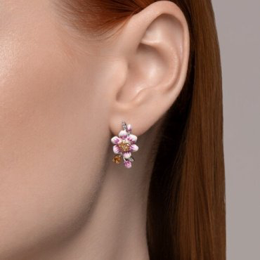 Серьги SOKOLOV 92022974 вес 4.44 г серебро, эмаль, фианит, цитрин купить,28924