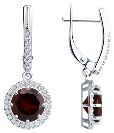 Серьги Diamant 94-321-02052-2 вес 4.06 г серебро, фианит, гранат купить,42938