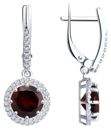 Серьги Diamant 94-321-02052-2 вес 4.06 г серебро, фианит, гранат купить,42938