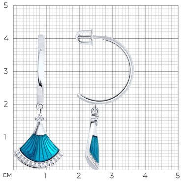 Серьги Diamant 94-122-02298-2 вес 4.225 г серебро, фианит купить,26554