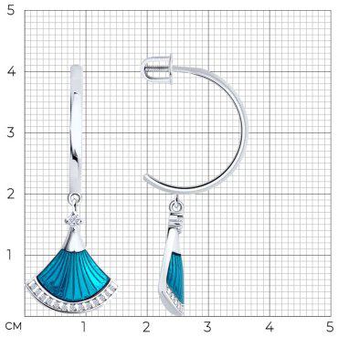 Серьги Diamant 94-122-02298-2 вес 4.225 г серебро, фианит купить,26554