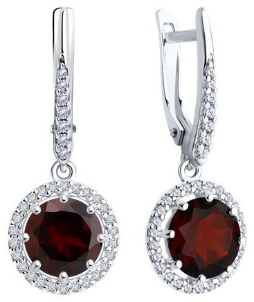 Серьги Diamant 94-321-02052-2 вес 4.06 г серебро, фианит, гранат купить,42938