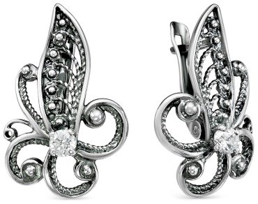 Серьги Красная пресня 3389994 вес 5.5 г серебро, фианит купить,29705