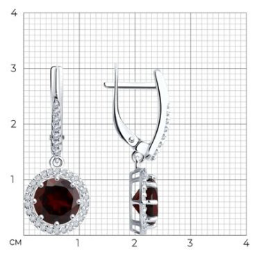Серьги Diamant 94-321-02052-2 вес 4.06 г серебро, фианит, гранат купить,42938